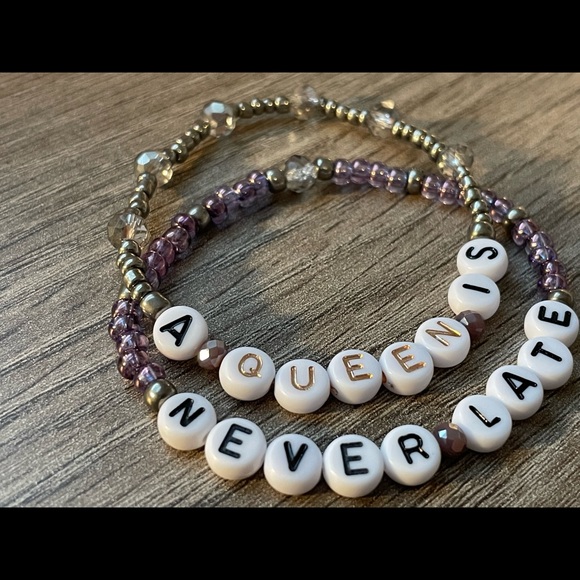 A Queen Is Never Late Disney Princess Diaries Inspired Bracelet Stack Set - Picture 5 of 5